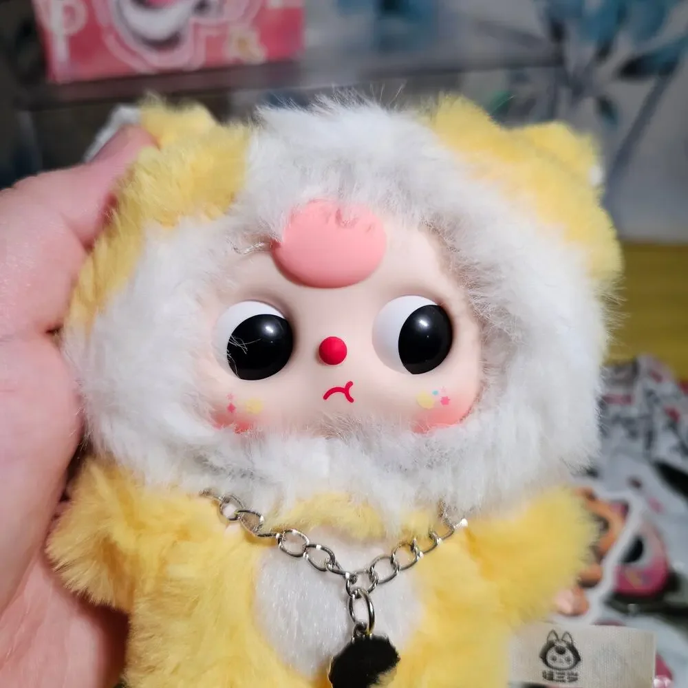 Baby Three Cat & Dog OPENED Yellow White Cat 360 Boba Eyes Pink Hair Pouting